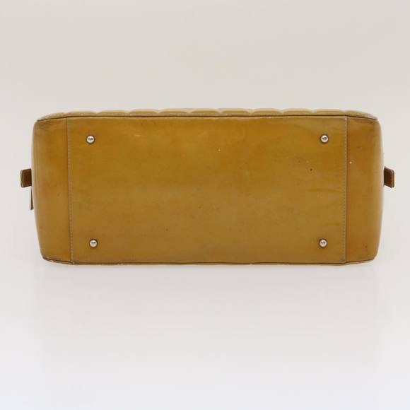 CHANEL Choco Bar Chain Shoulder Bag Enamel Beige CC Auth jk1646 - Picture 5 of 16